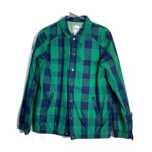 Cat & Jack Boys Jacket Green Blue Plaid Snap Front
